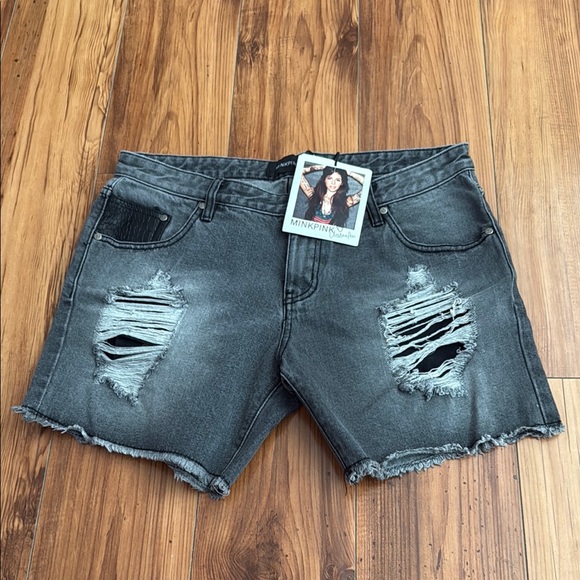 MINKPINK Distressed Jean Shorts - Picture 1 of 3